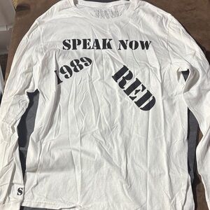 Taylor Swift White Graphic Long Sleeve Shirt